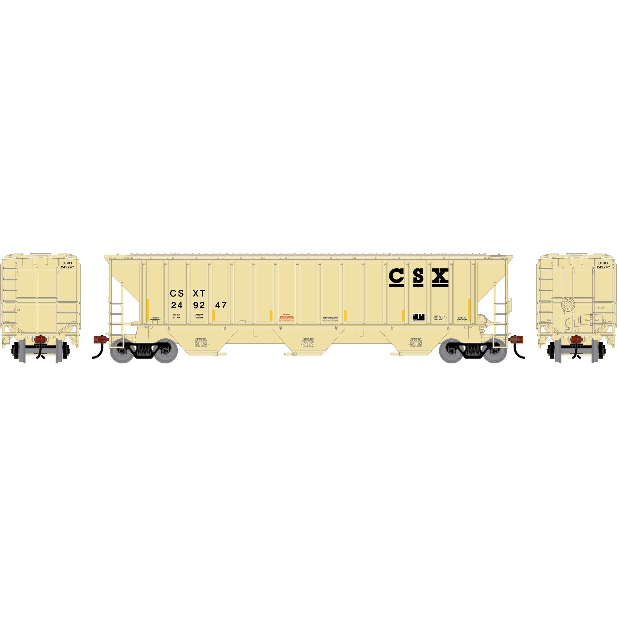 Micro-Trains HO Scale CSX Covered Hopper Weathered – CSXT #247177 – Unassembled Kit