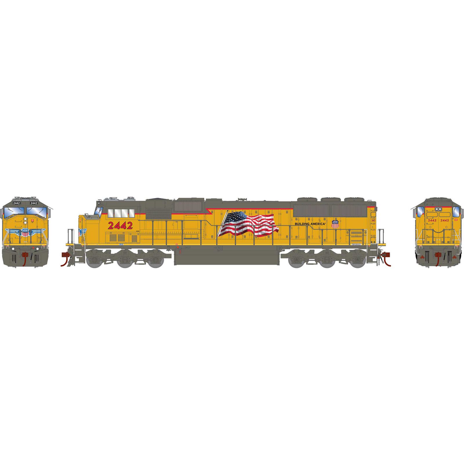 HO SD60M, UP/Yellow Sill/Flag #2442