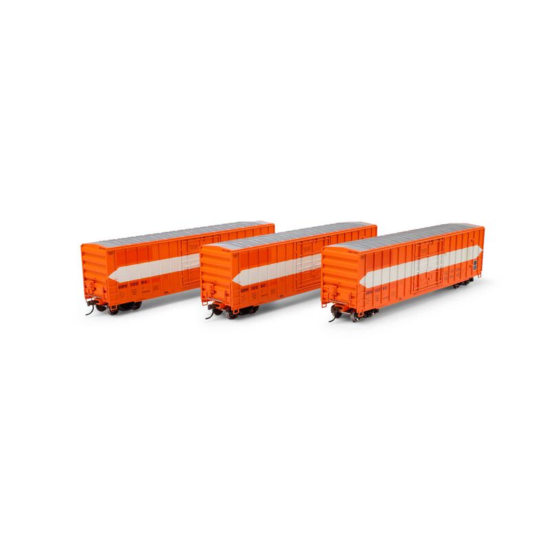 Athearn HO ATH 50' FMC 5327 12' Plug Door Box Car, GBW #10063/10082/10094 (3)