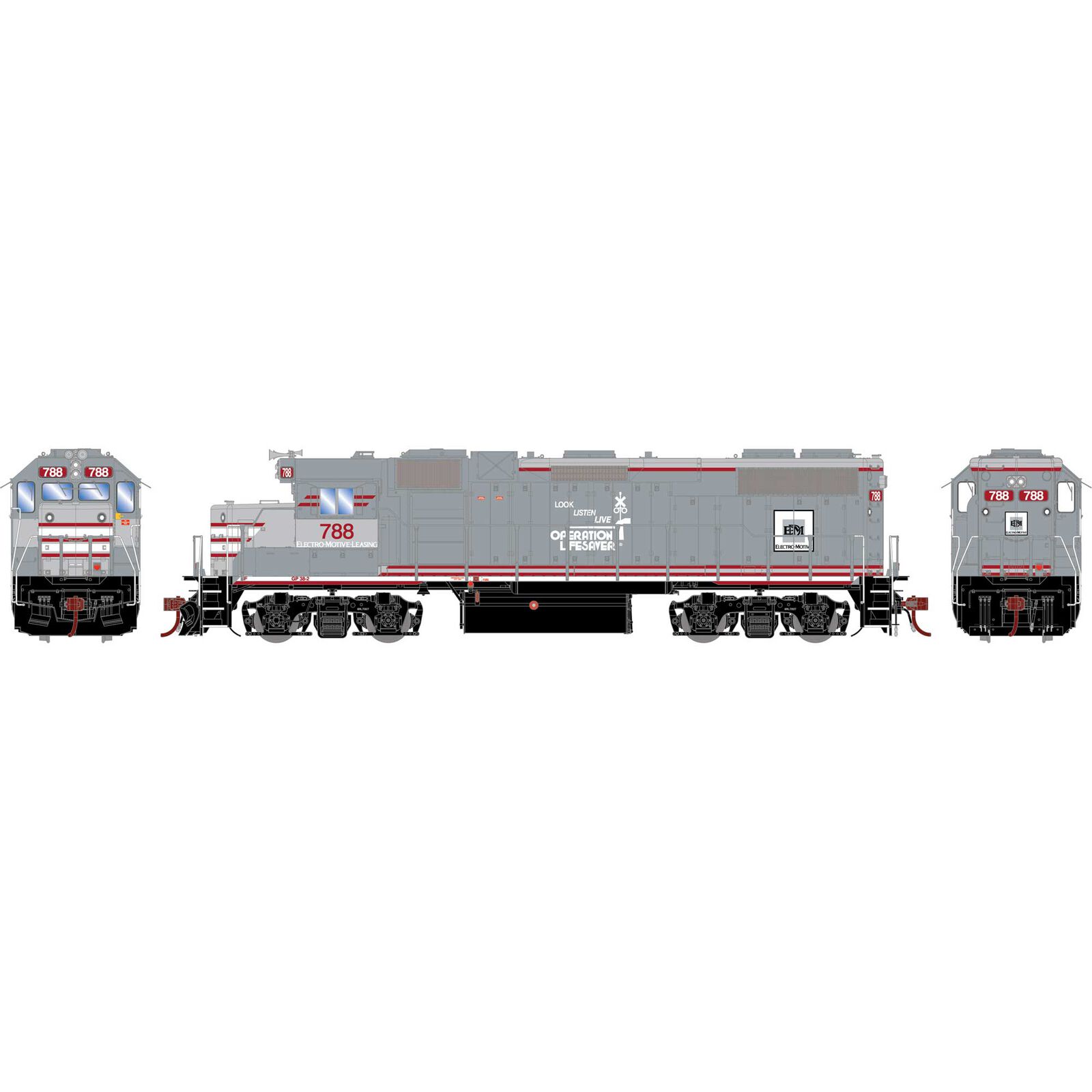HO GP38-2 Locomotive with DCC & Sound, EMD Lease / OLS #788