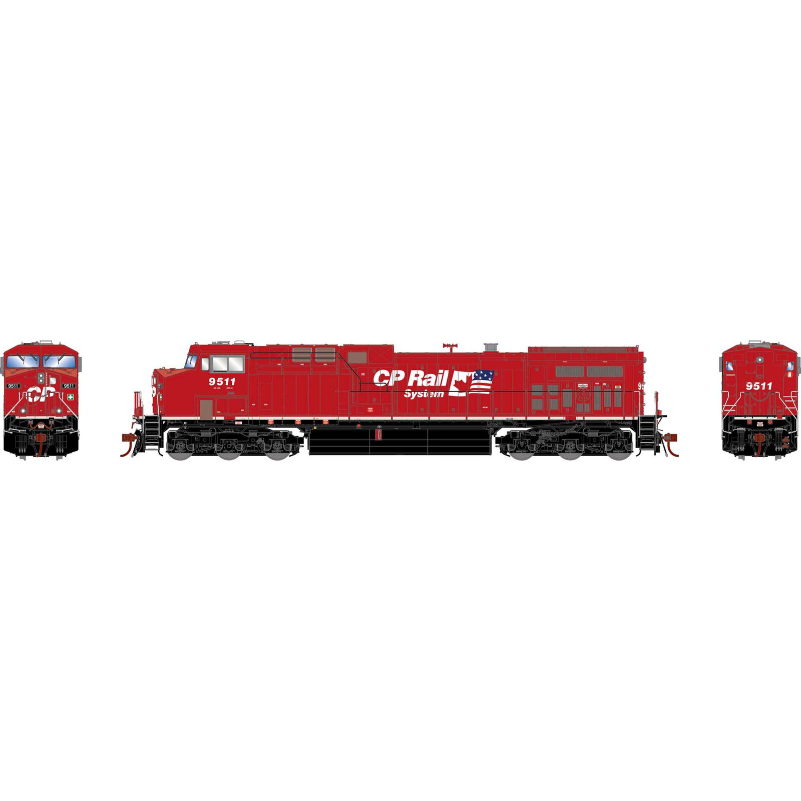 HO AC4400CW Locomotive, CPR #9511 ( Dual Flags)