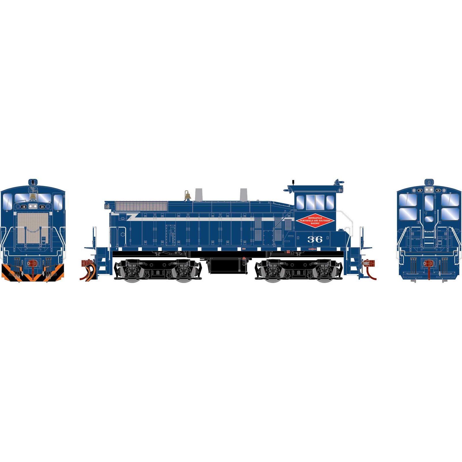 HO SW1500 Locomotive, Minneapolis Northfield & Southern #36