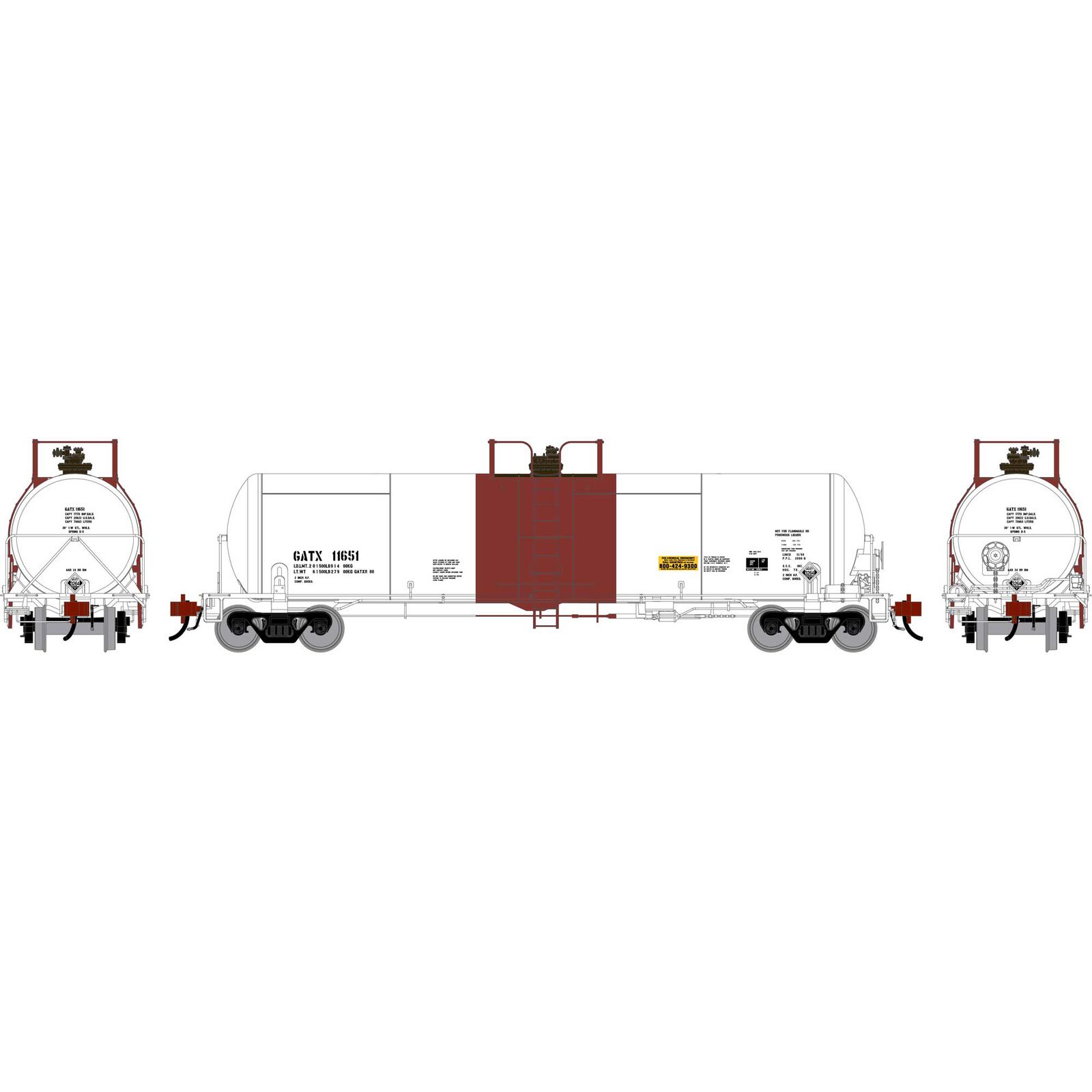 Athearn Genesis HO GEN GATC 20K Gallon Tank Car, GATX 'White w/Red Band' #11651