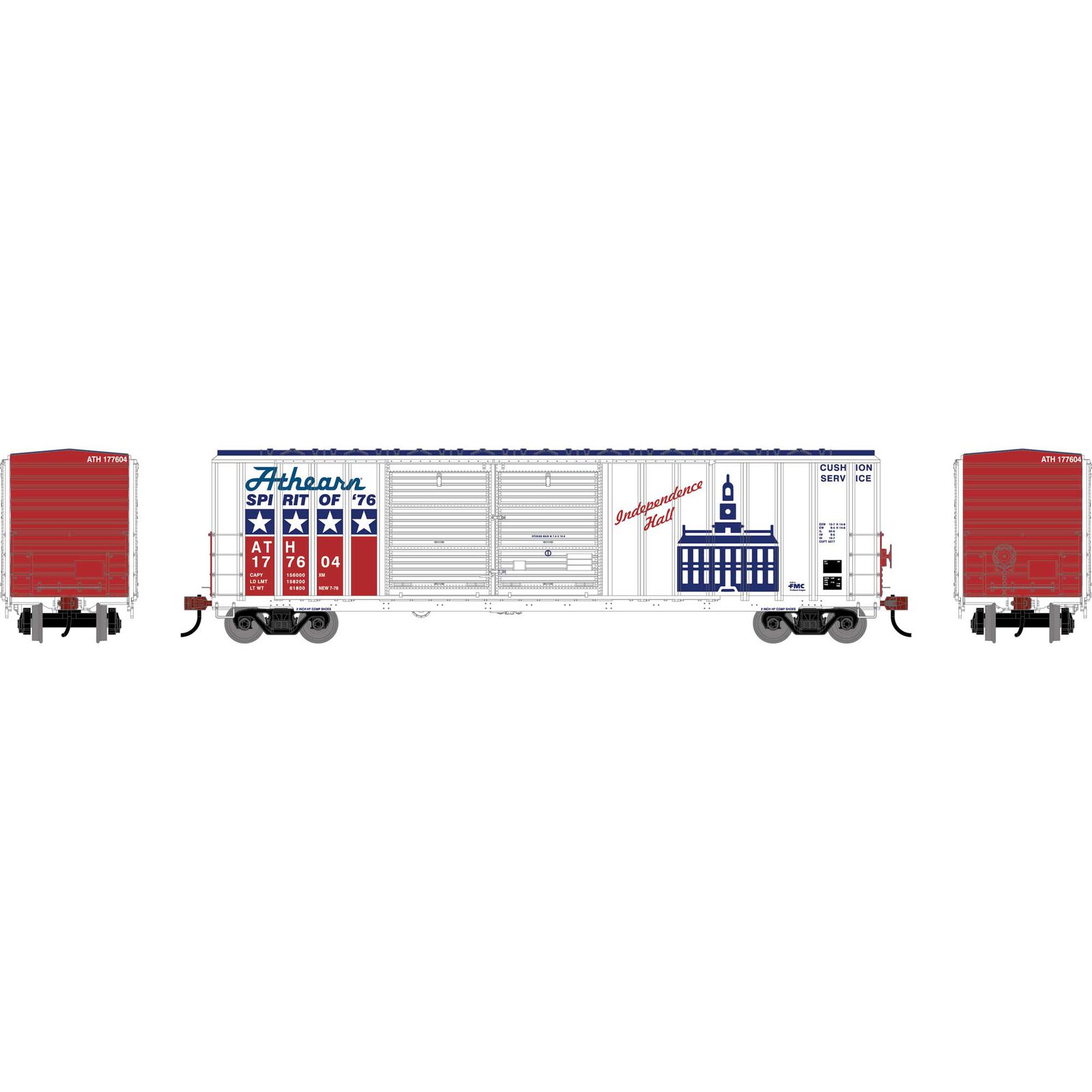 Athearn HO ATH 50' FMC 5077 DD Offset Box Car, Legendary Liveries ATH 'Spirit 76' #177604