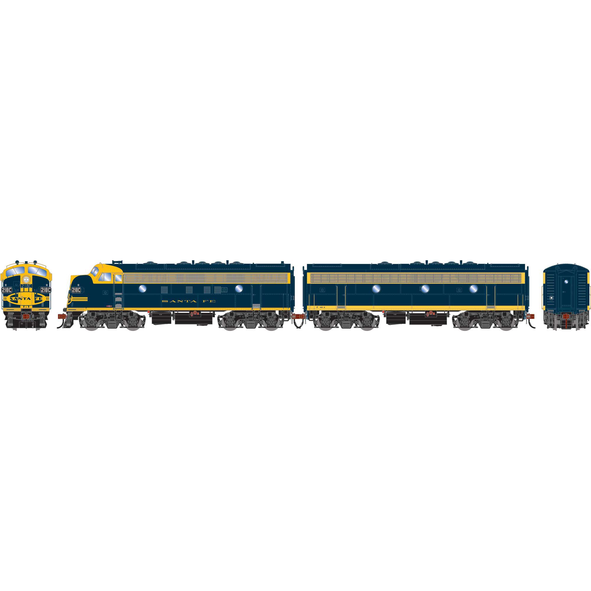 HO F7A / F7B Locomotive Set with DCC & Sound, Freight ATSF #218C