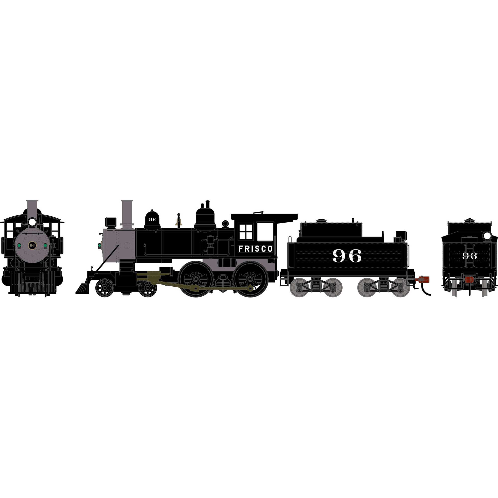 HO ATH 4-4-0 Steam Locomotive w/DCC & Sound, SLSF #96 Model