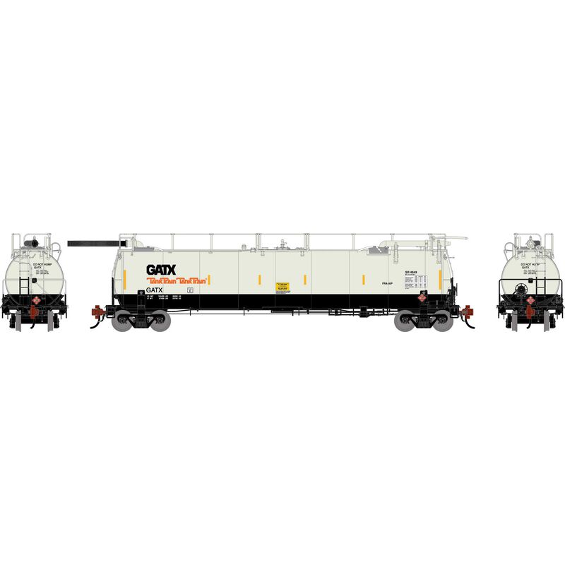 HO TankTrain Intermediate, GATX White/Black Unnumbered