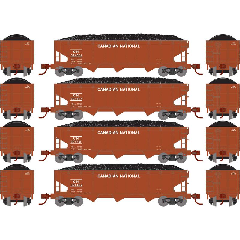 Athearn N 40' Offset Coal Hopper with Load, CN #1 (4)