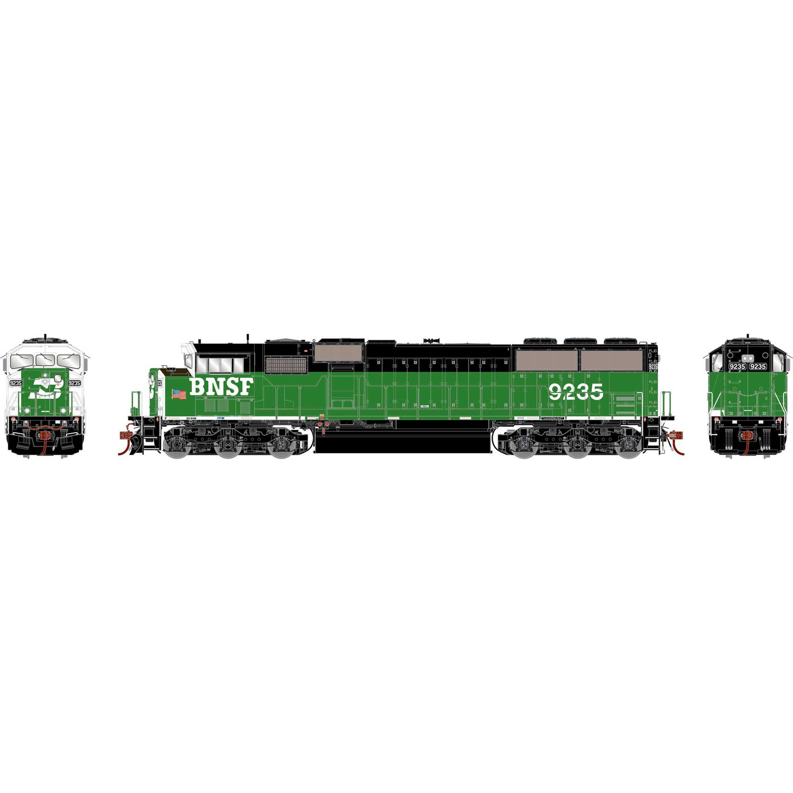 HO SD60M Tri-Clops Locomotive with DCC & Sound, BNSF #9235