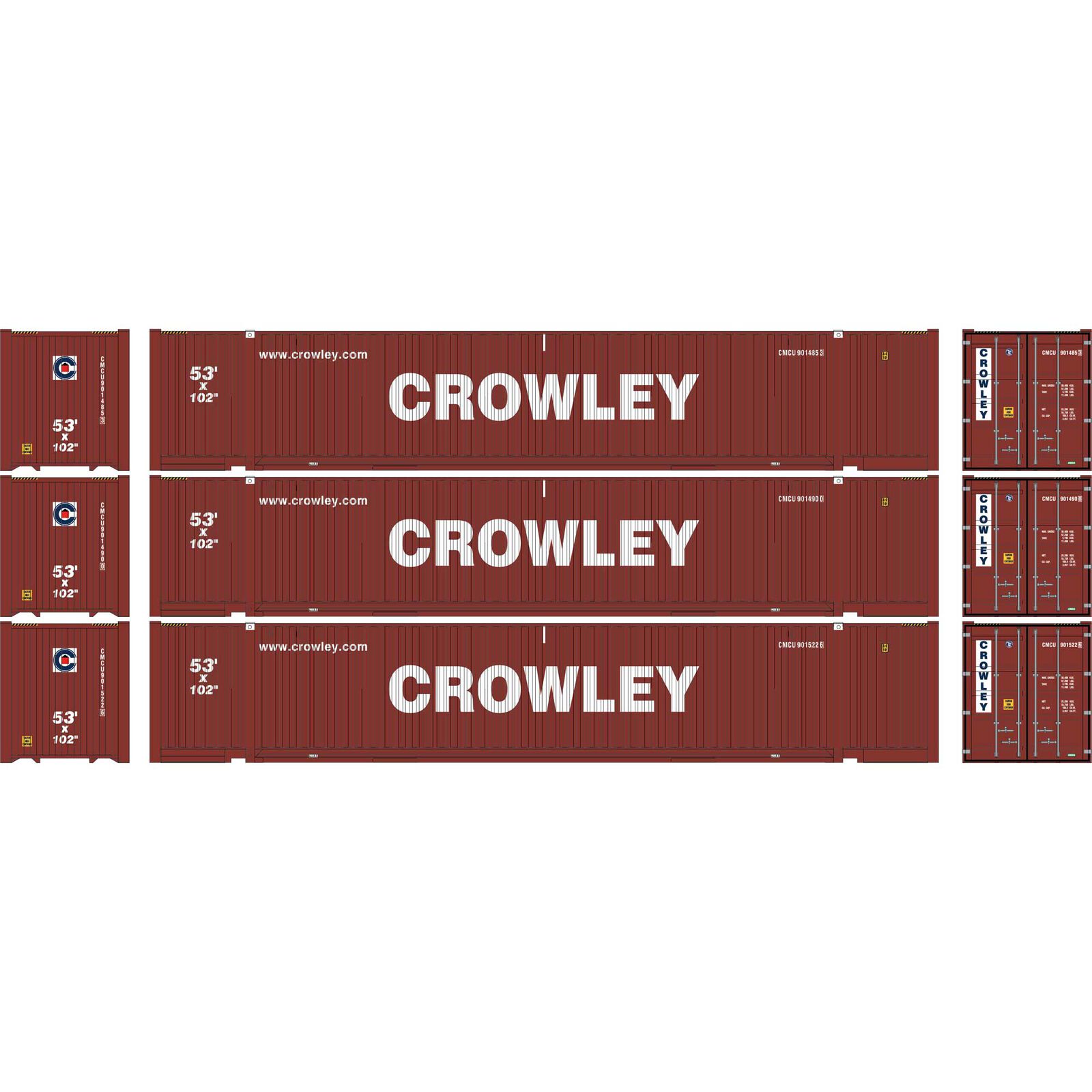 HO 53' Jindo Containers, Crowley CMCU #901485 3 / 901490 0 / 901522 6 (3)