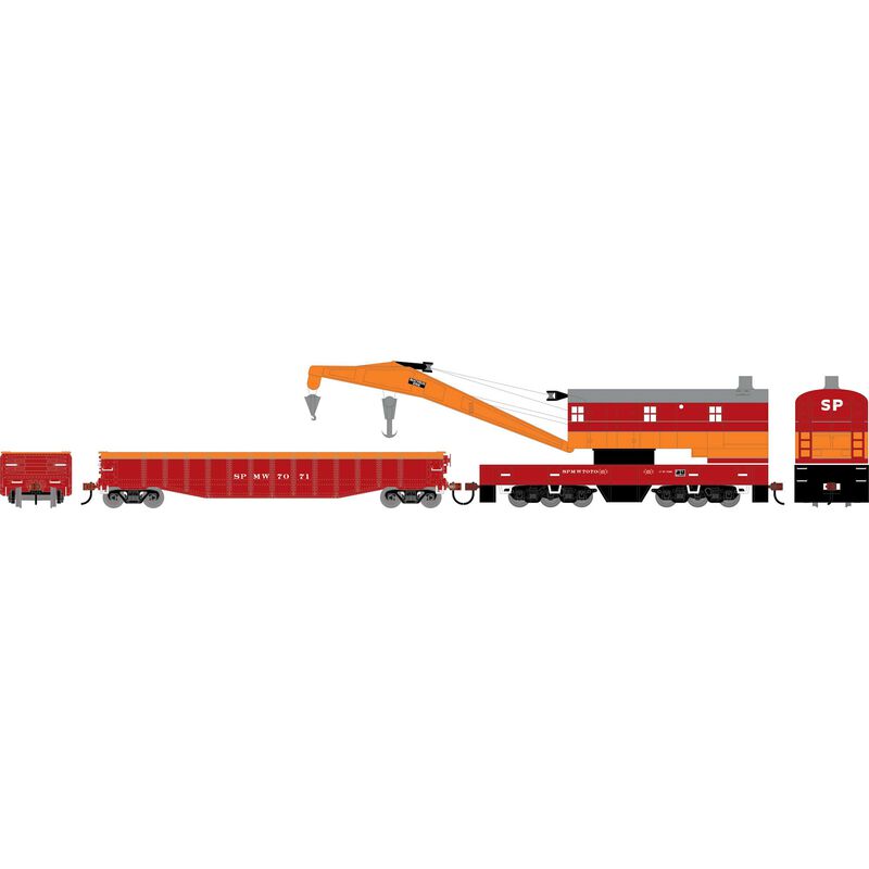 Athearn HO ATH 200-Ton Crane and 50' Gondola Set, SPMW #7070 (Crane); #7071 (Gondola)
