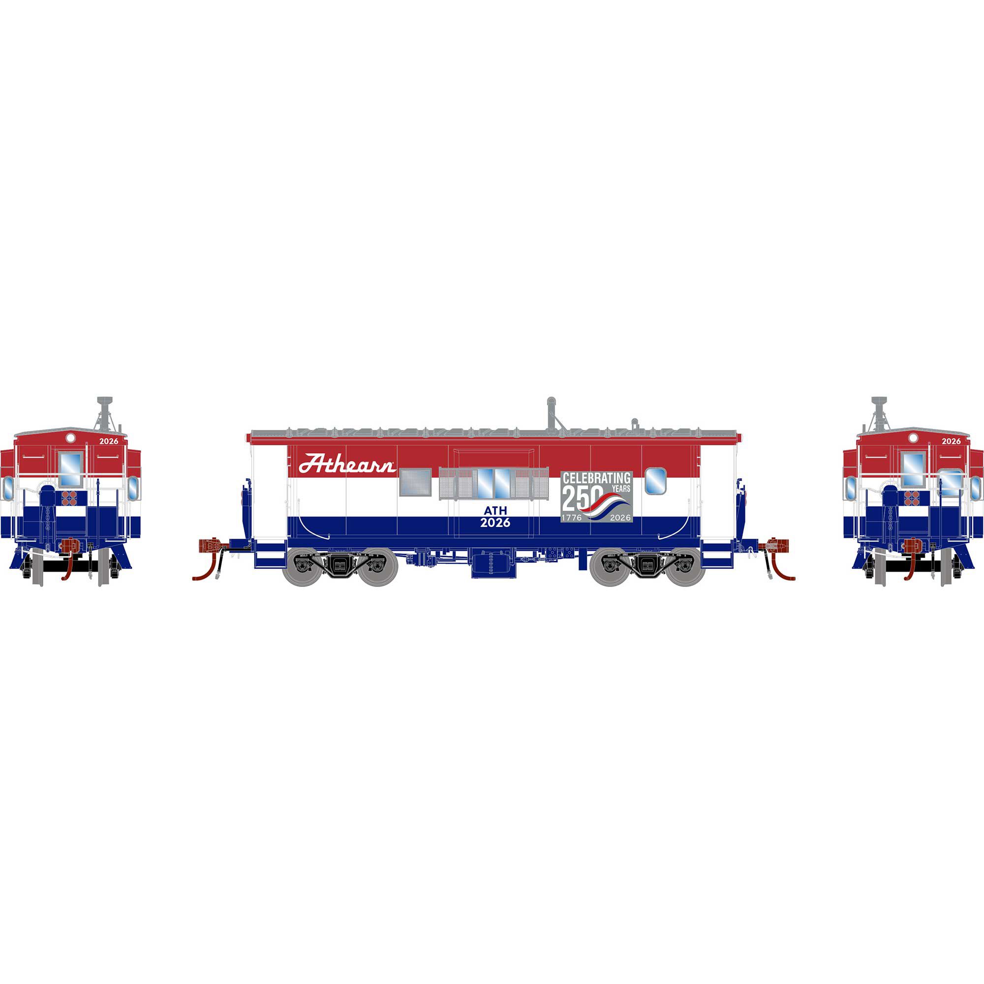 HO GEN ICC Bay Window Caboose w/Lights & Sound, ATH 'USA 250th
