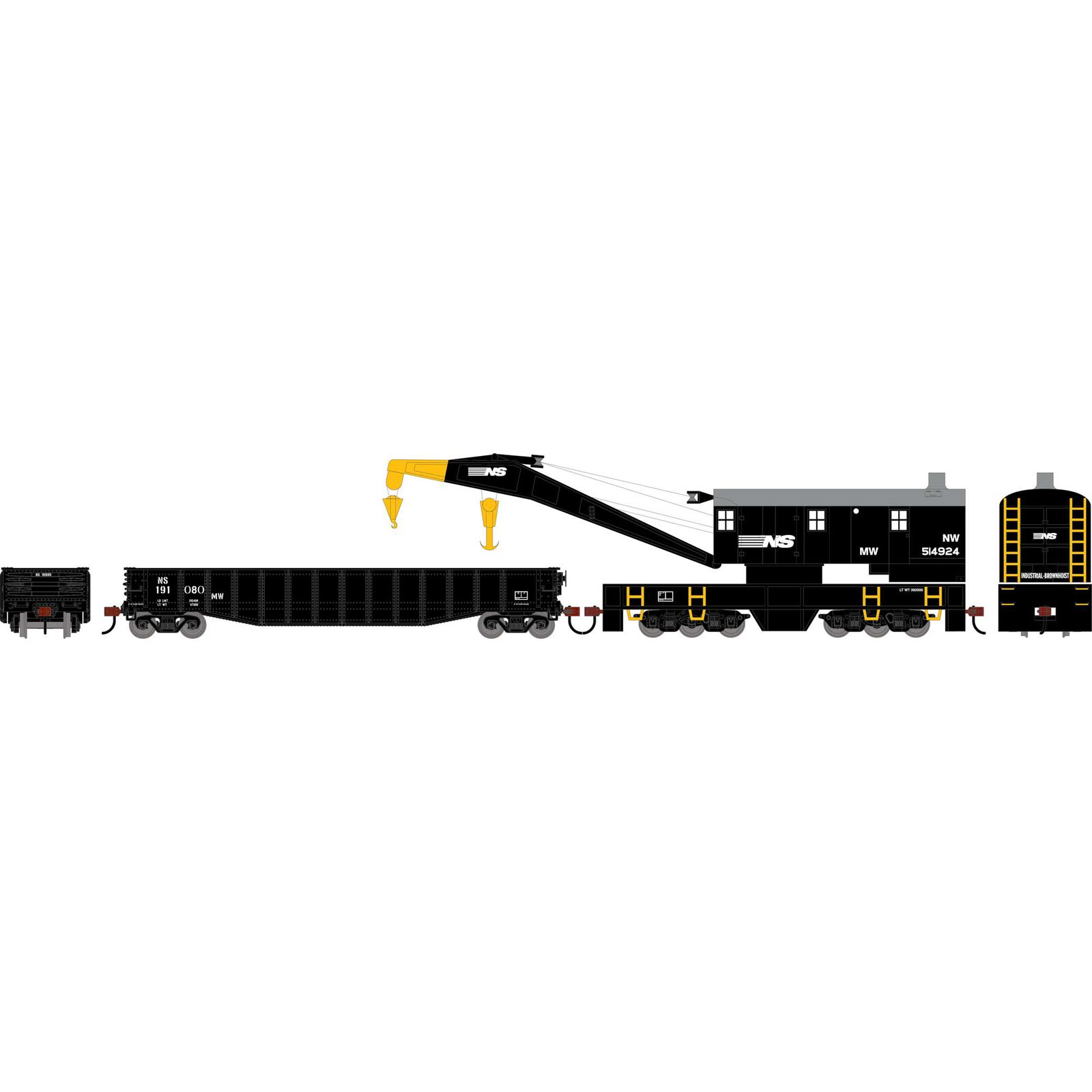 Athearn HO ATH 200-Ton Crane and 50' Gondola Set, NS #514924 (Crane); #191080 (Gondola)
