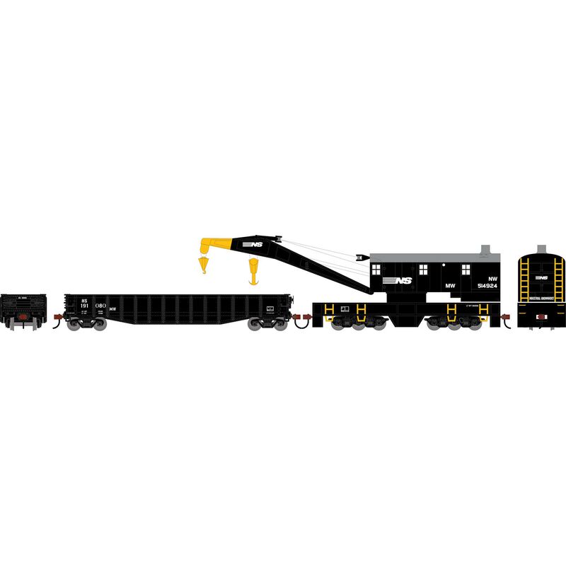 Athearn HO ATH 200-Ton Crane and 50' Gondola Set, NS #514924 (Crane); #191080 (Gondola)