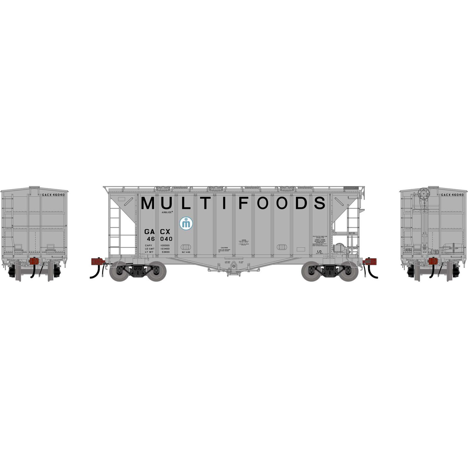 Athearn Genesis HO GEN GATC 2600 Airslide Covered Hopper, Intermediate GACX 'Multifoods' #46040