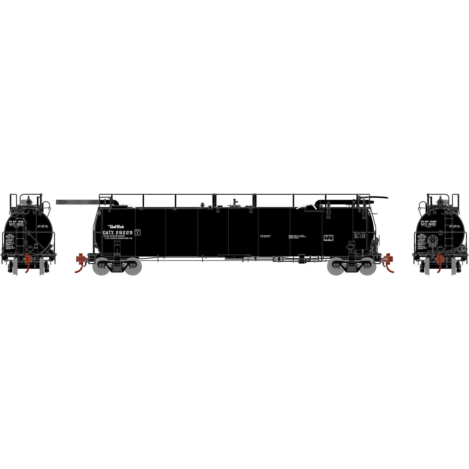 HO TankTrain Intermediate, GATX/Black Small #28229