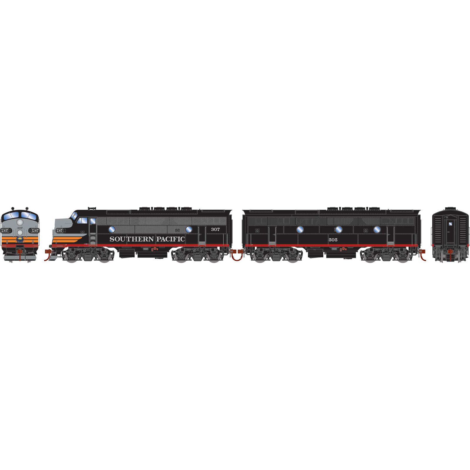 HO F3A / F3B Locomotive Set with DCC & Sound, SP #307, #505