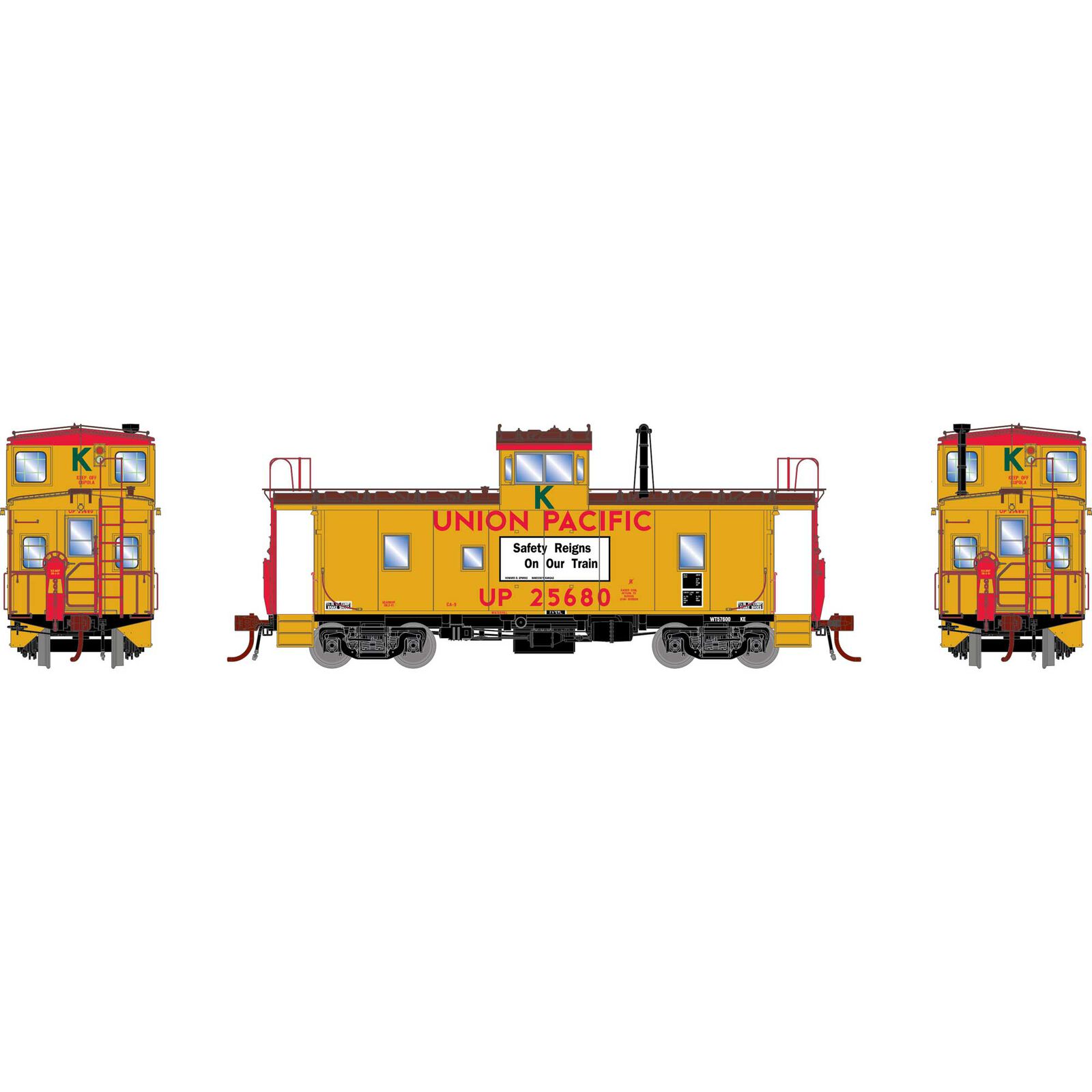 HO ICC Caboose CA-9 with Lights, UP #25680