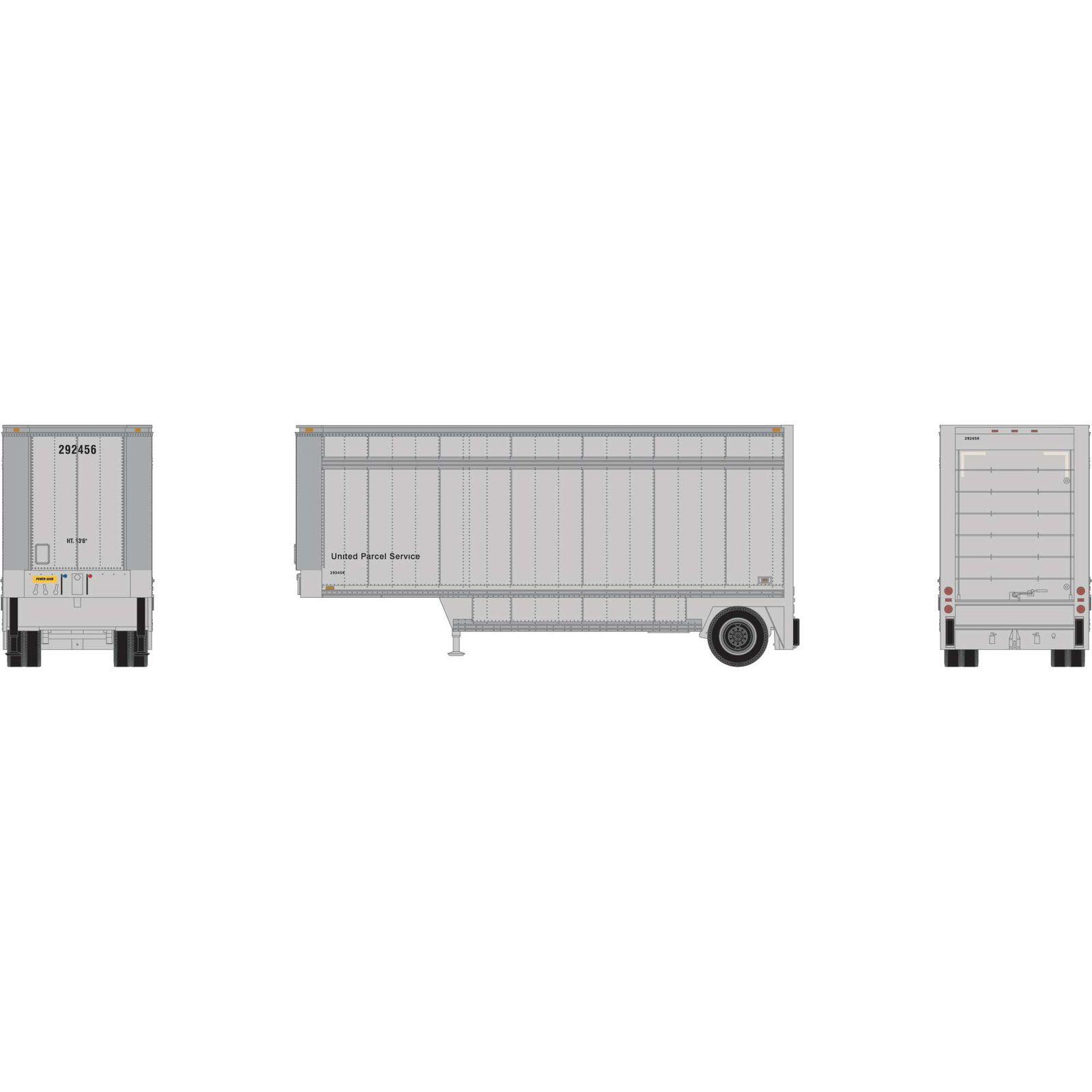 HO ATH 28' Parcel (PUP) Trailer, UPS without Shield #299573
