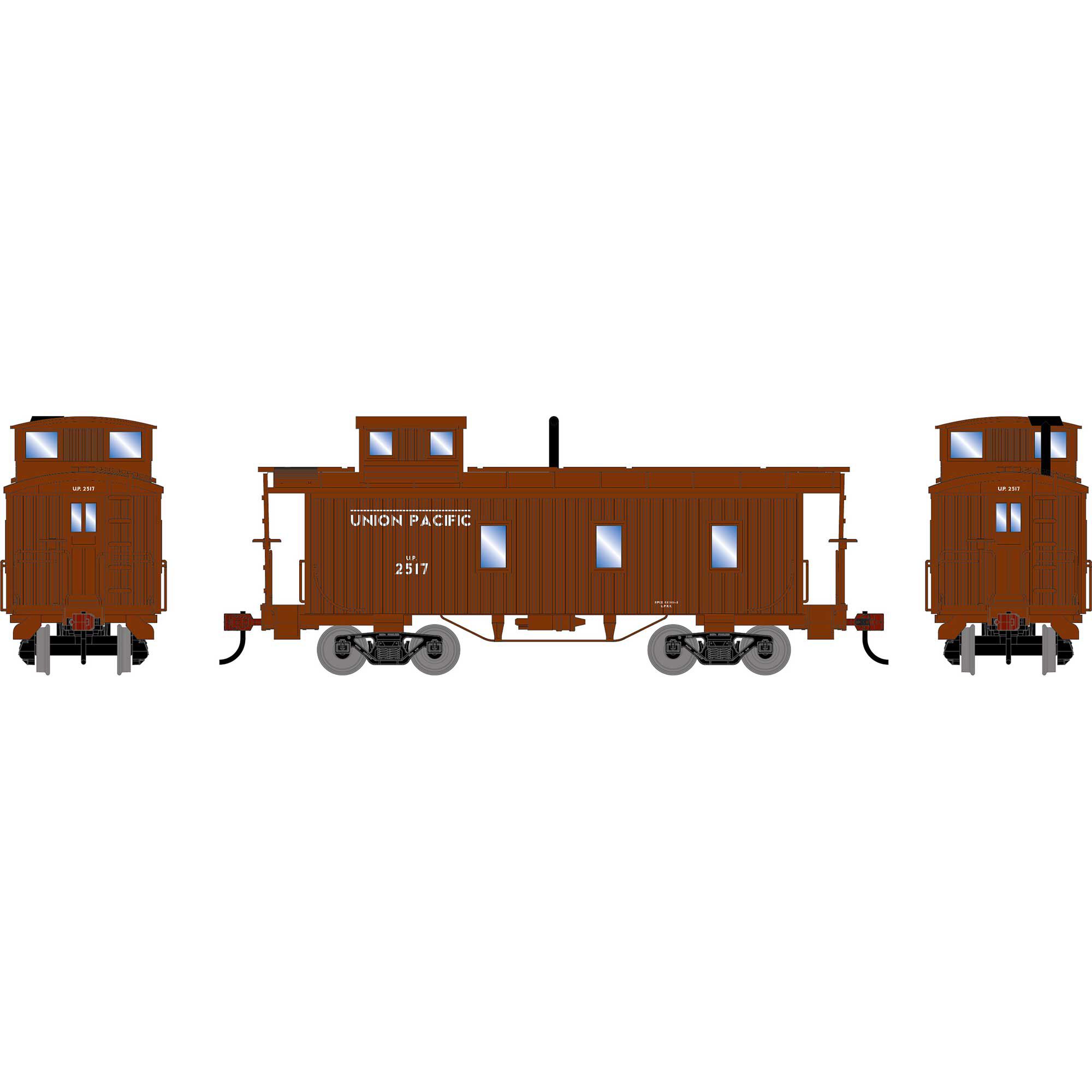 Athearn HO ATH 3-Window Wood Caboose, UP #2517 Model Train