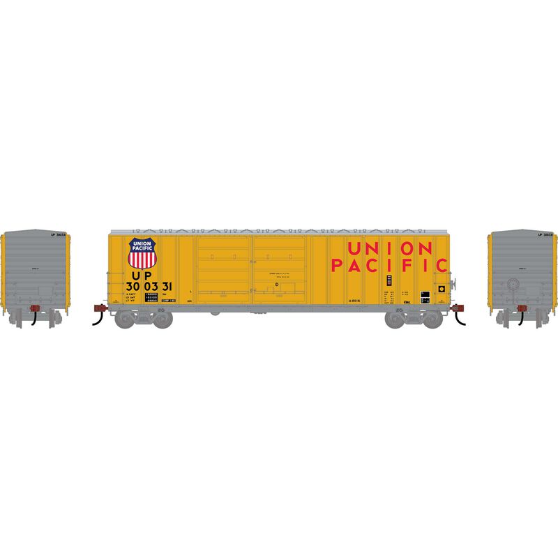 Athearn HO ATH 50' FMC 5077 DD Offset Box Car, UP 'Yellow' #300331