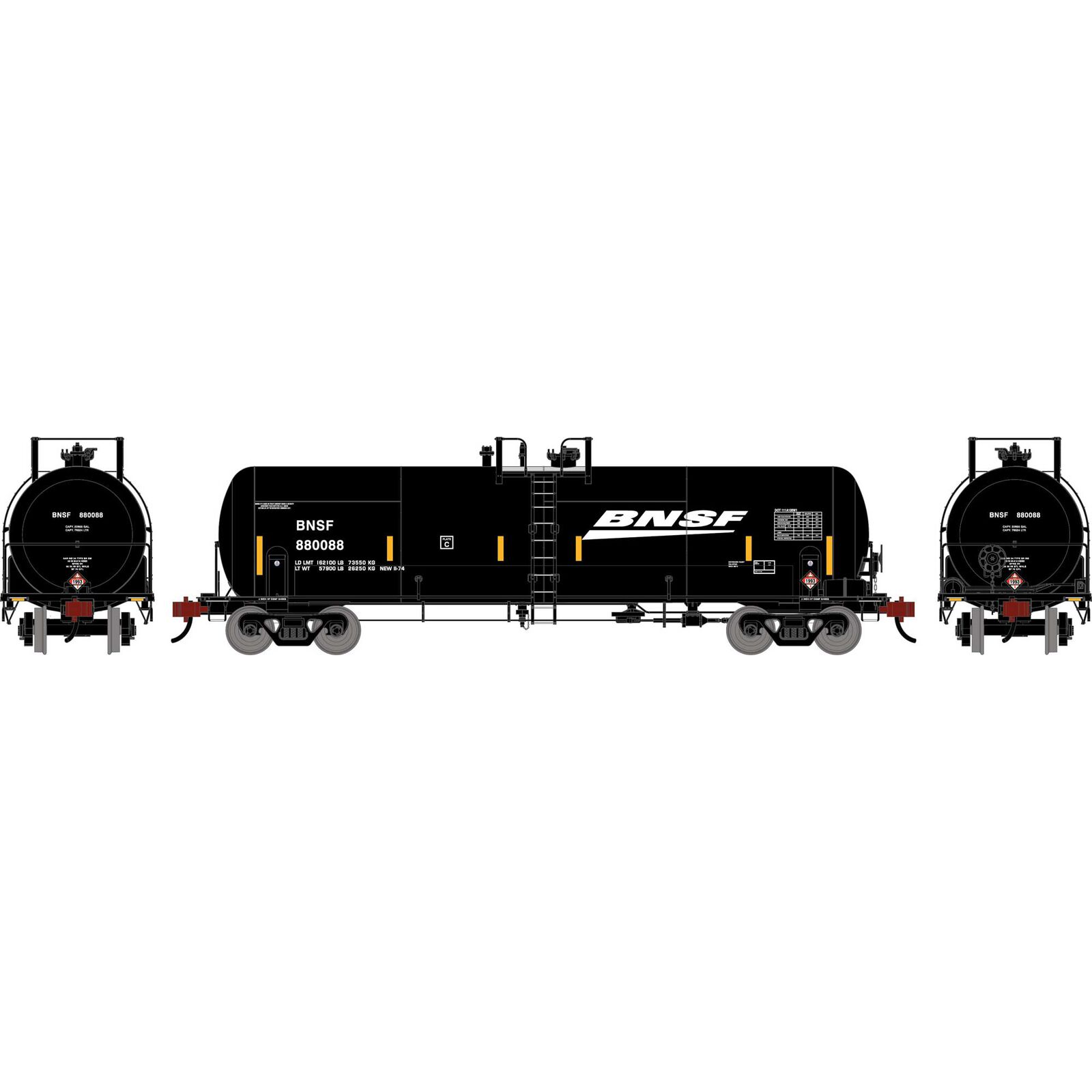 Athearn HO ATH RTC 20,900 Gallon Acid Tank Car, BNSF 'Wedge' #880088