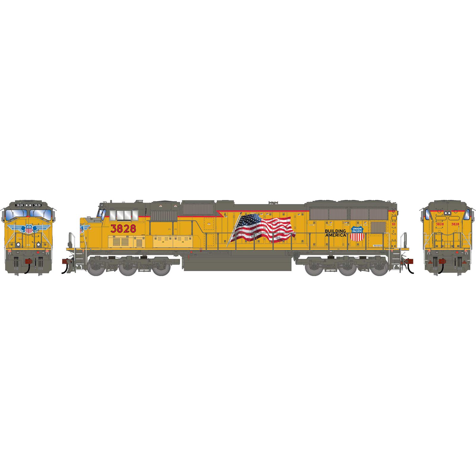 Athearn Genesis HO GEN SD70M Locomotive w/DCC & Sound, UP 'Flared Radiators' #3828