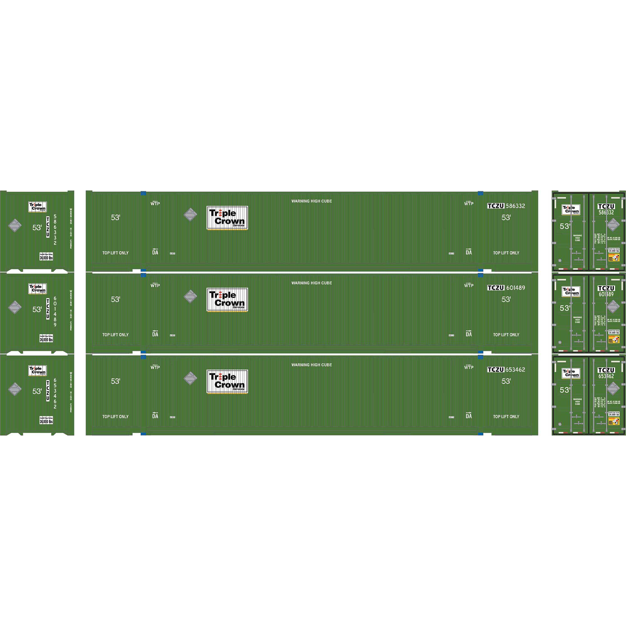 HO ATH 53' Jindo Containers, TCZU #586332/601489/653462 (3