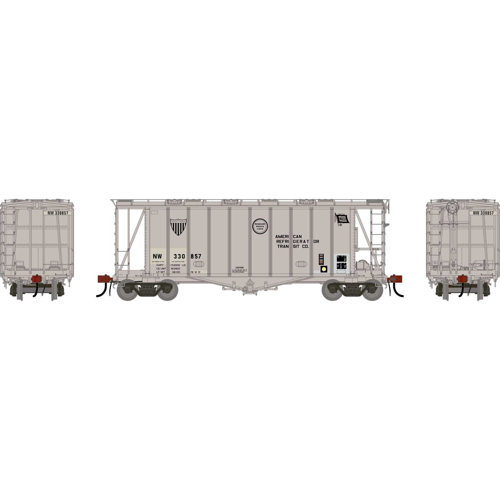 Athearn Genesis HO GEN GATC 2600 Airslide Covered Hopper, Primed For Grime NW #333857