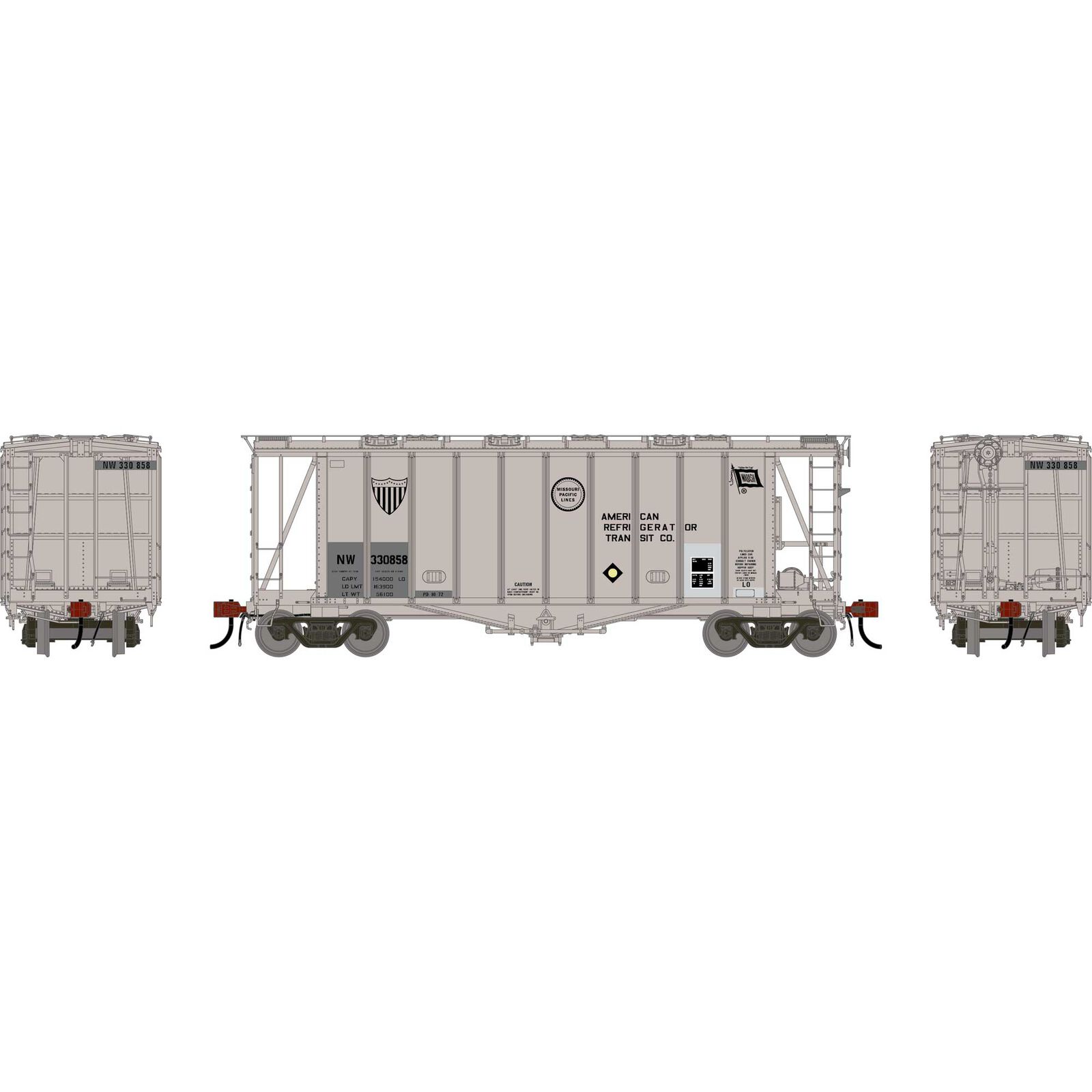 Athearn Genesis HO GEN GATC 2600 Airslide Covered Hopper, Primed For Grime NW #333858