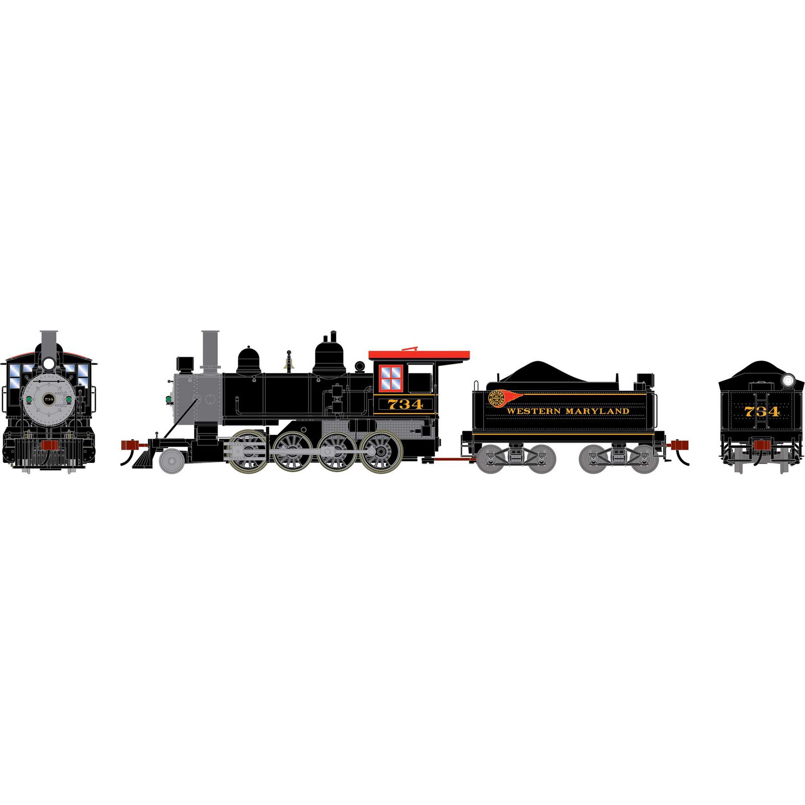 HO ATH 2-8-0 Steam Locomotive, WM #734