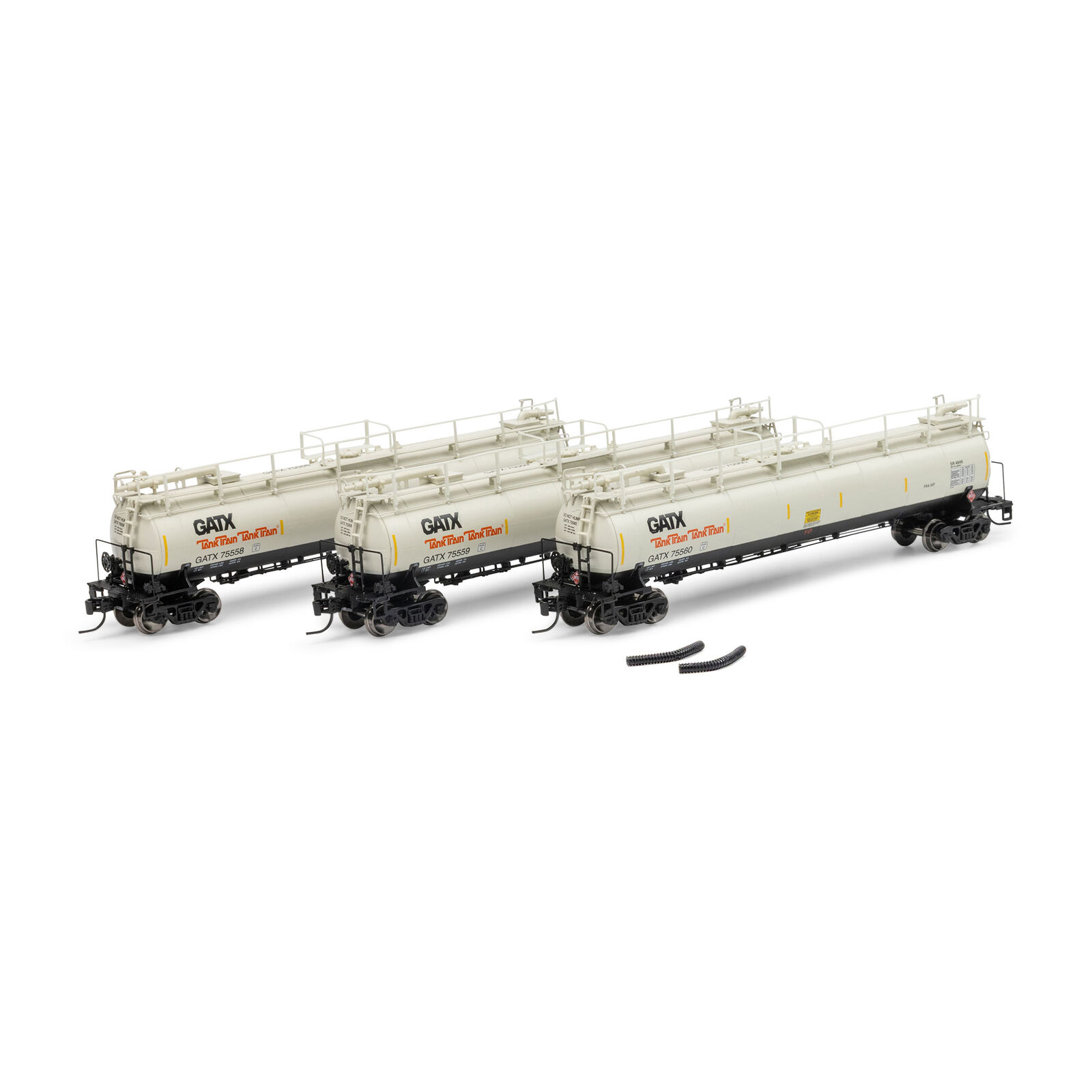 N TankTrain Intermediate, GATX White/Black #75558/75559/75560 (3)