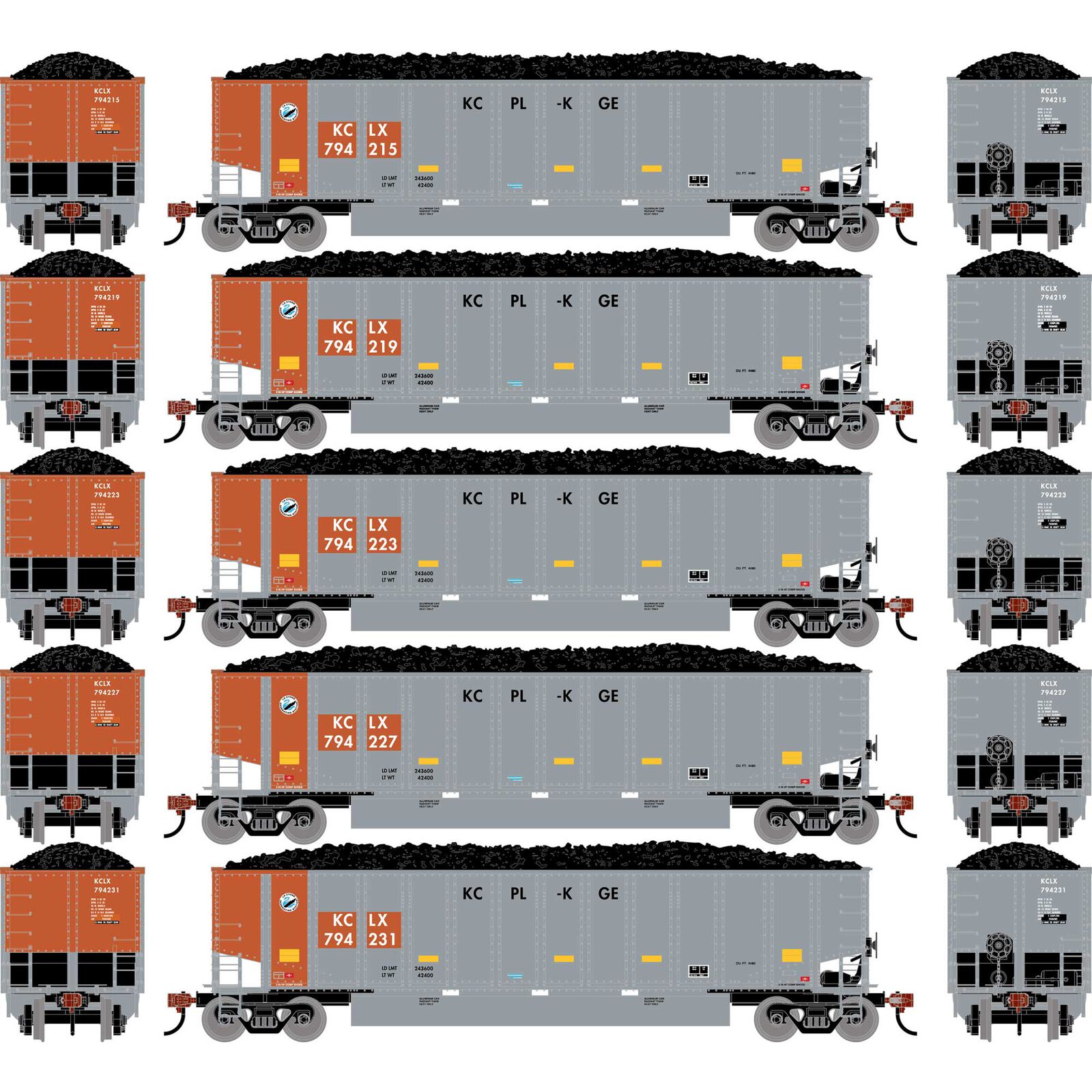 N ATH Bethgon Coalporter w/Coal Load, KCLX #794215/794219/794223/794227/794231 (5)