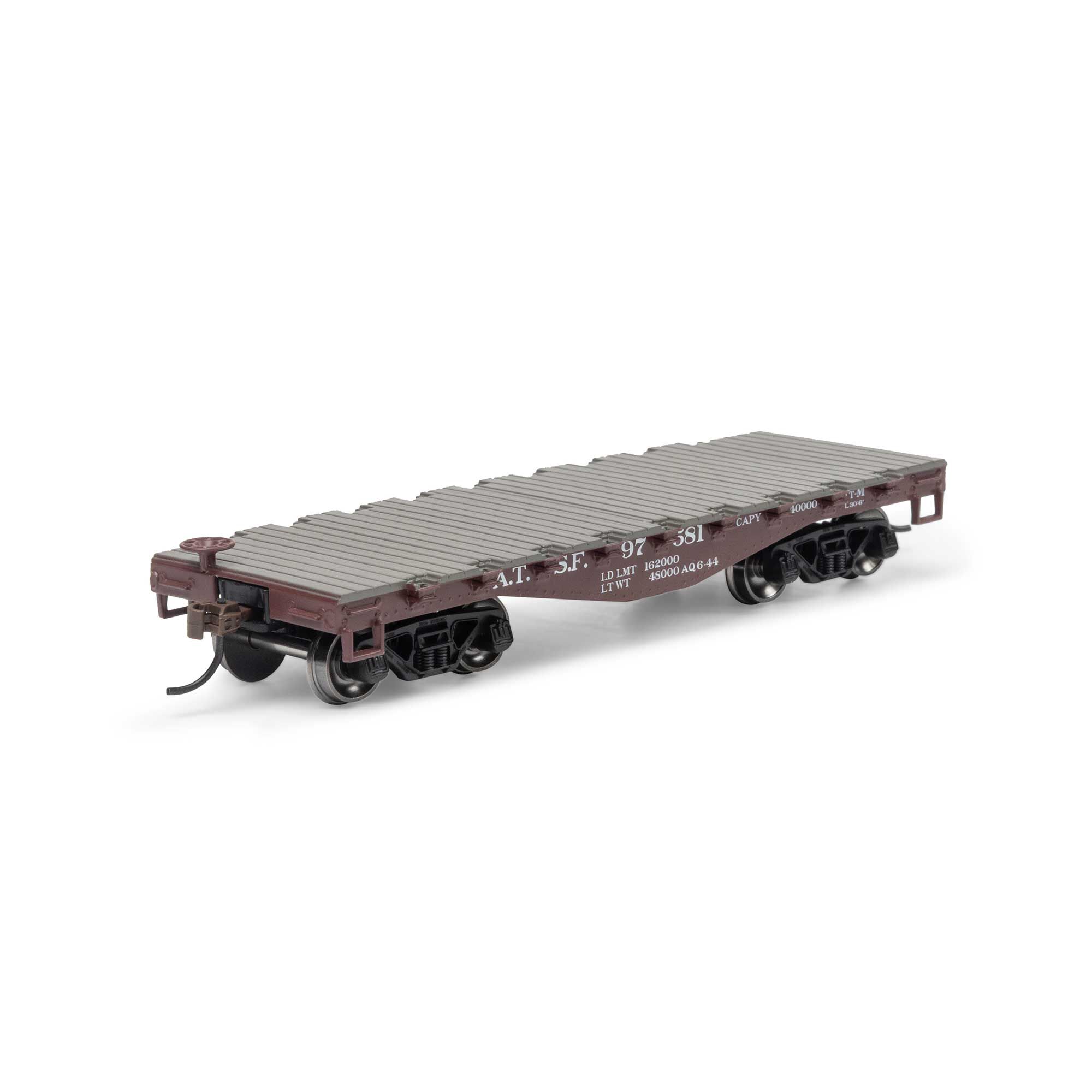 鉄道模型 ROUNDHOUSE 10-923 Roundhouse HO 30' Old Time Flat Car, ATSF #97581 Model Train