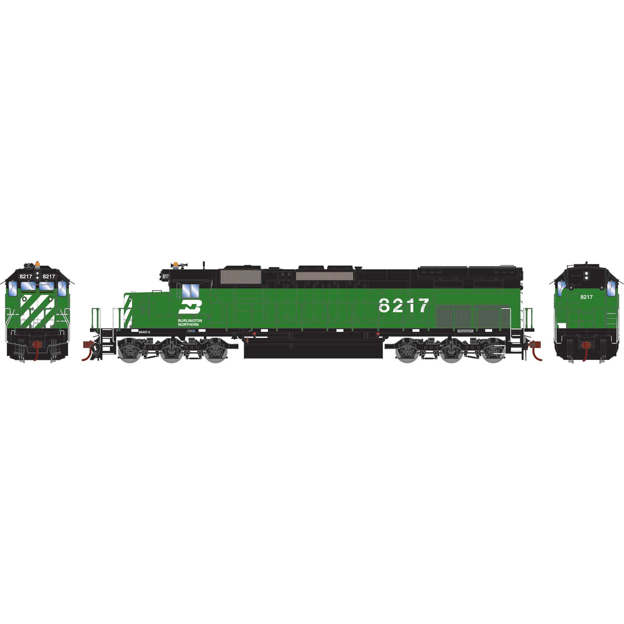 HO SD40T-2 Locomotive with DCC & Sound, LL BN #8217 Model Train