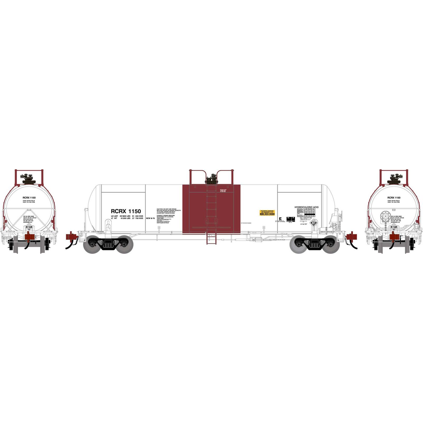 HO GATC 20K Gallon Tank Car, RCRX White with Red Band #1150