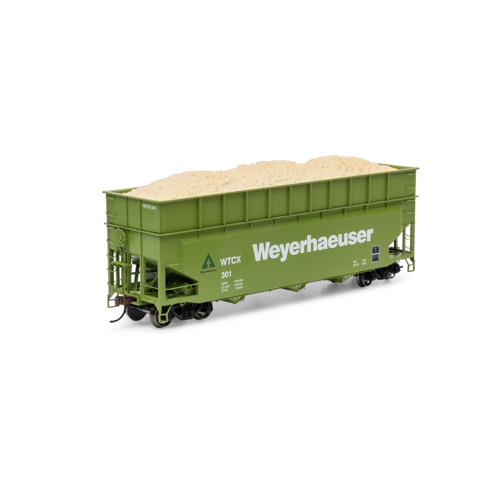 HO 40' Wood Chip Hopper with Load, WTCX #301