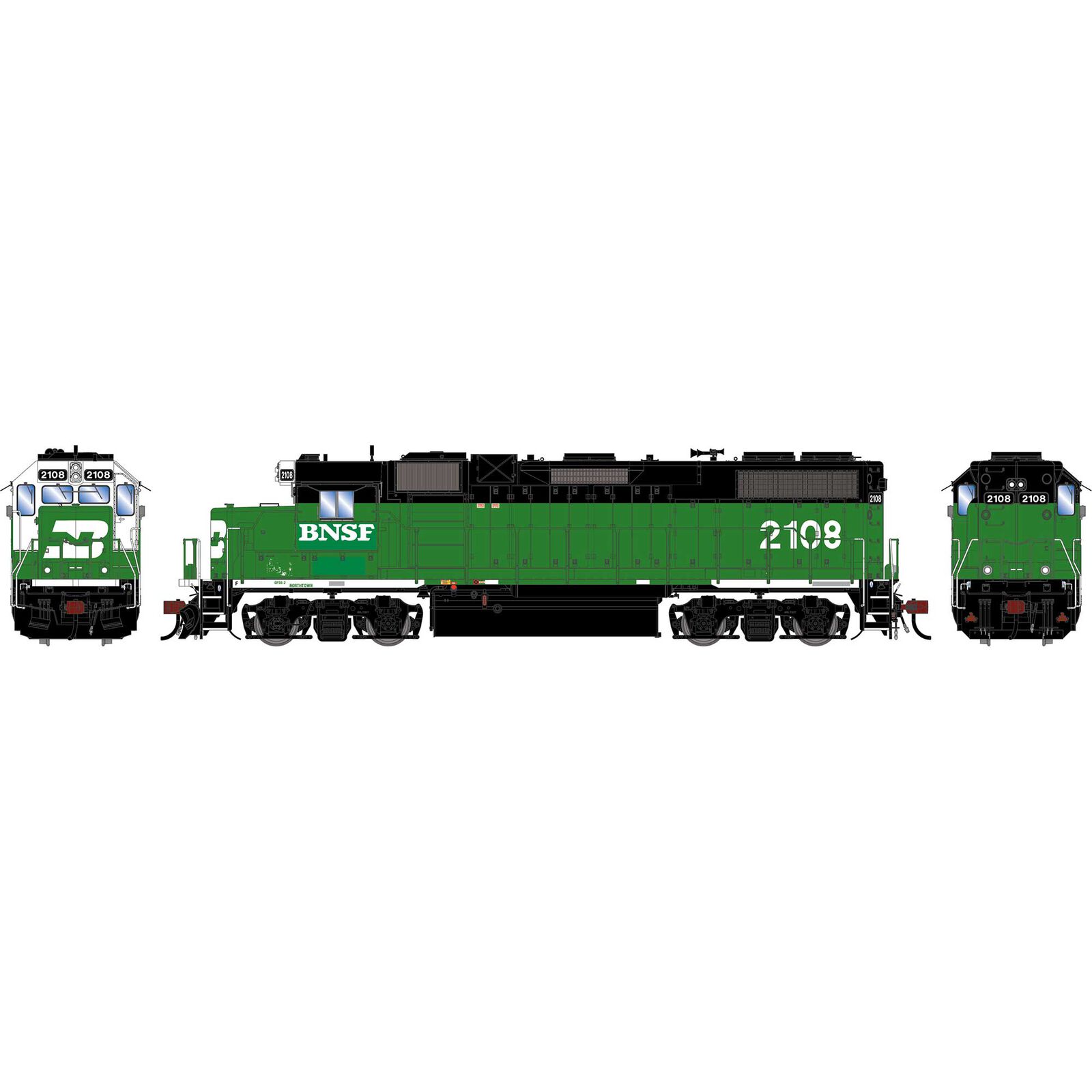 HO GEN GP38-2 Locomotive w/DCC & Sound, BNSF 'Ex-BN Patched' #2108