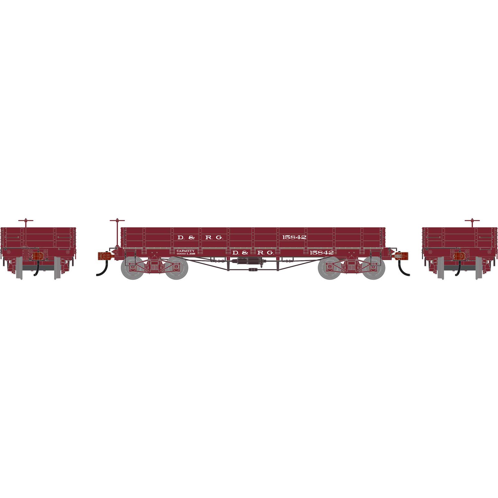 HO ATH 36' Low Side Gondola w/ Drop Gates, DRGW #842