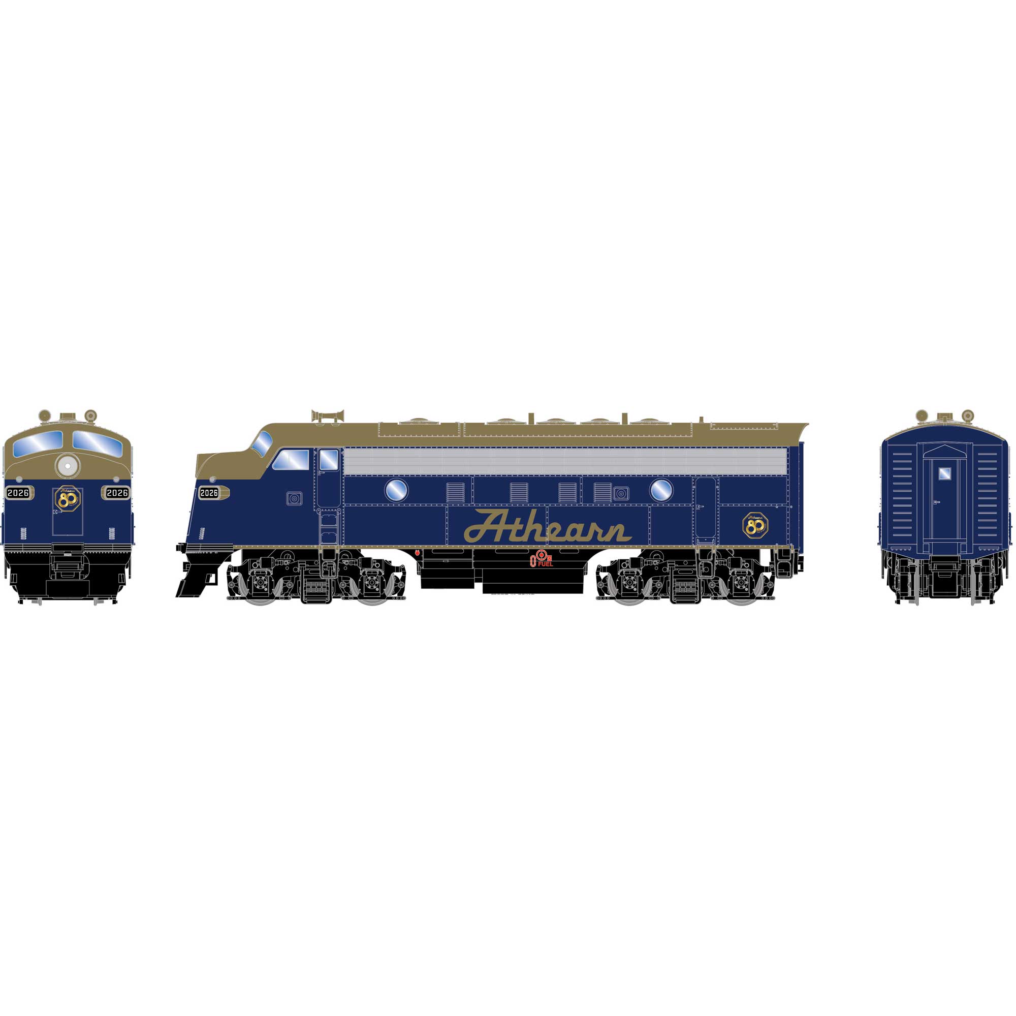 HO RND F7A Single Headlight DCC-Ready Locomotive, ATHX #80 80th Anniversary Limited Edition