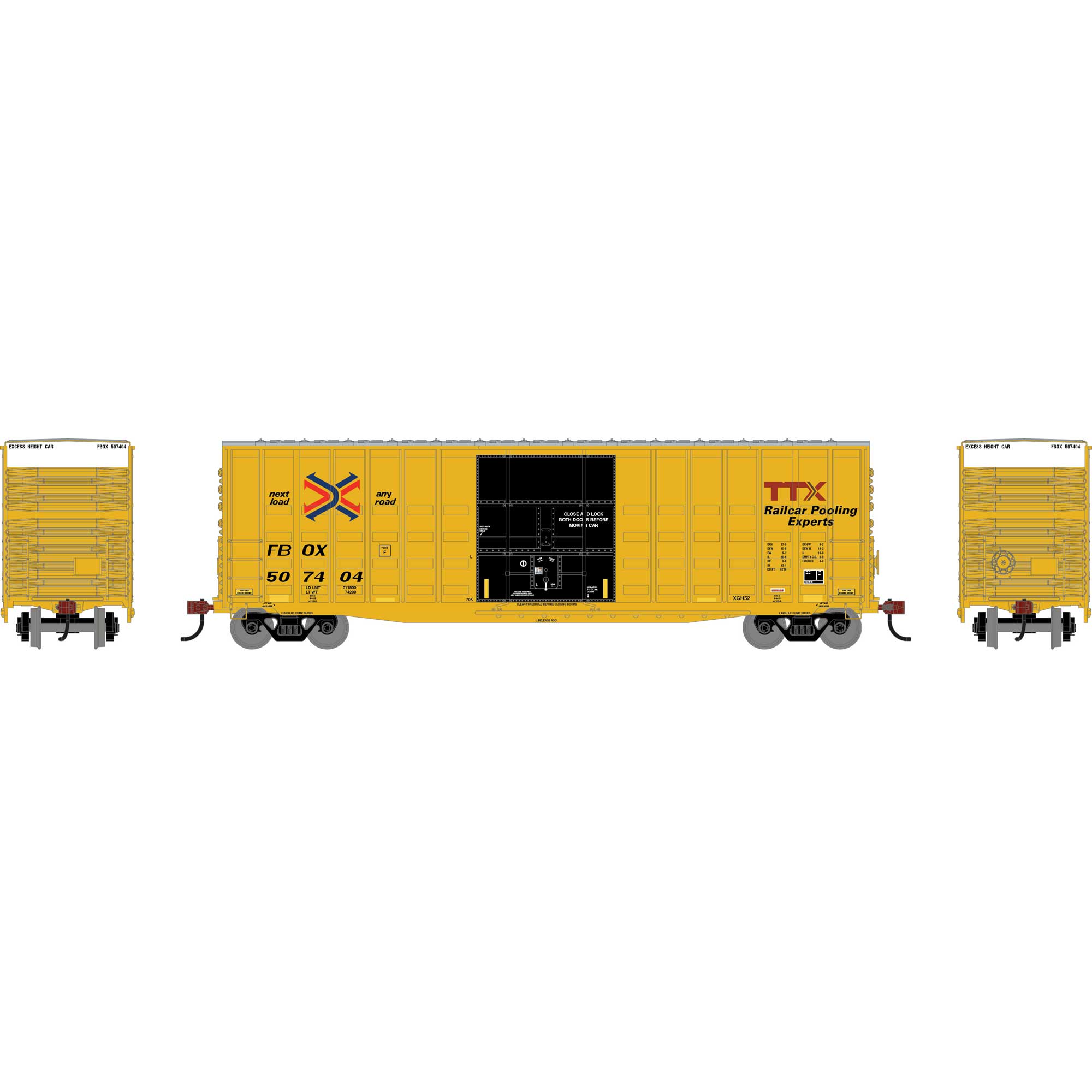 HO RND 50' Waffle High Cube Box Car FBOX #507404