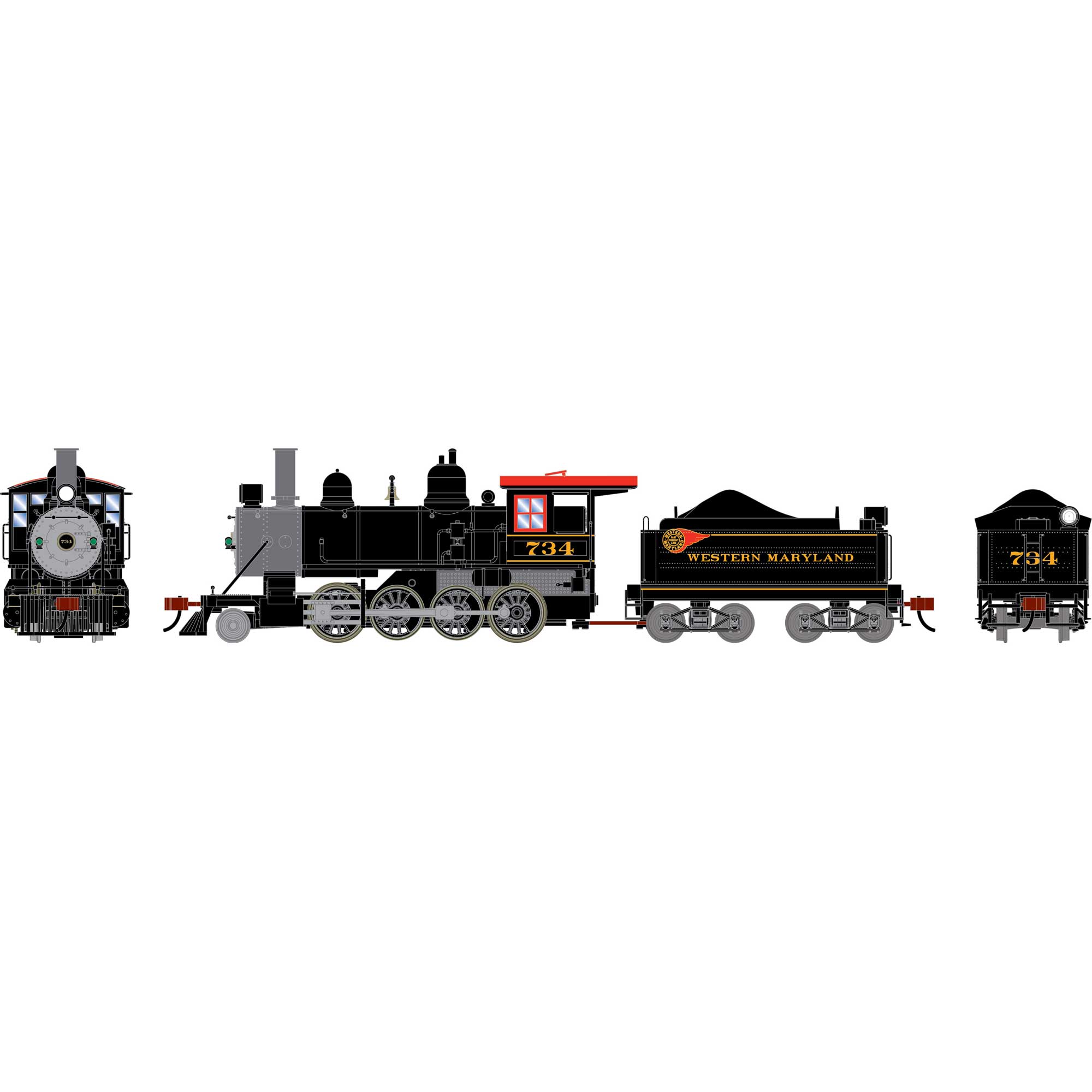 Athearn HO ATH 2-8-0 Steam Locomotive w/DCC & Sound, WM #734